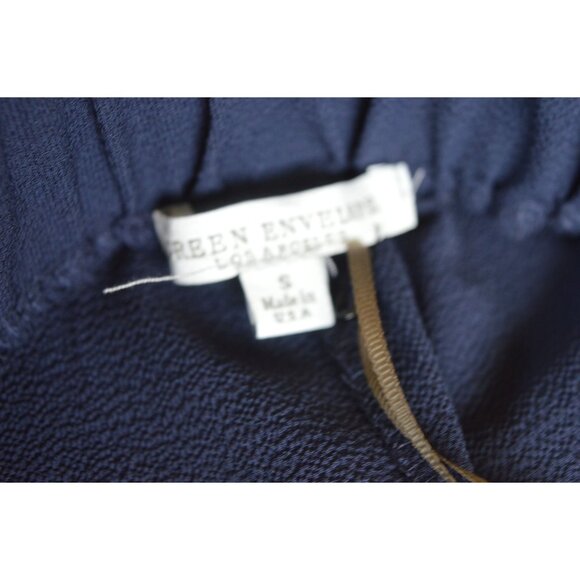 NWT Green Envelope Navy Blue Tulip Harmen Pants White Tassels Womens Small Boho - Picture 5 of 10